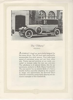Brochure: Rolls Royce Enclosed Motor Carriage.