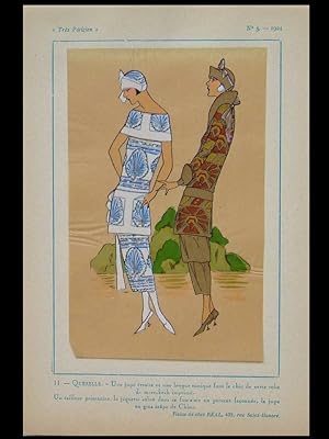 ROBES ART DECO, TISSUS REAL - 1924 - POCHOIR SUR CALQUE, TRES PARISIEN, FRENCH ART DECO FASHION, ...