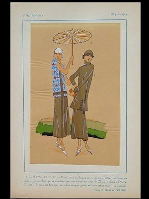ROBES ART DECO, TISSUS PREVOST - 1924 - POCHOIR SUR CALQUE, TRES PARISIEN, FRENCH ART DECO FASHIO...