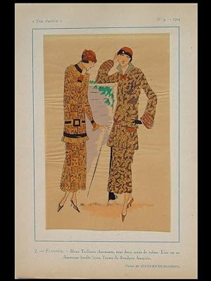 ROBES ART DECO, TISSUS DIEDERICHS - 1924 - POCHOIR SUR CALQUE, TRES PARISIEN, FRENCH ART DECO FAS...