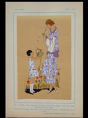ROBES ART DECO, TISSUS LAVY - 1924 - POCHOIR SUR CALQUE, TRES PARISIEN, FRENCH ART DECO FASHION, ...