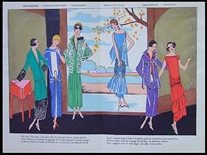 ROBES ART DECO, LELONG, PATOU, MOLYNEUX - 1924 - POCHOIR, TRES PARISIEN