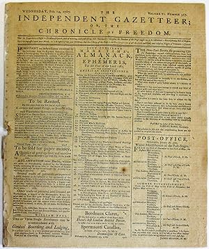 EIGHT 1787 ISSUES OF THE INDEPENDENT GAZETTEER; OR, THE CHRONICLE OF FREEDOM