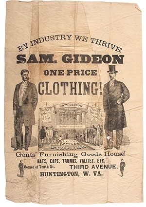 BY INDUSTRY WE THRIVE. SAM. GIDEON ONE PRICE CLOTHING. GENTS' FURNISHING GOODS HOUSE
