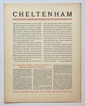 Seller image for Group of 7 typeface information cards for: Cheltenham, Perpetua, "Lost"Goudy Types, Bulmer, Fairfield, Lutetia, and Centaur for sale by George Ong Books