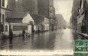 Ansichtskarte / Postkarte Levallois Perret Hauts de Seine, La Crue de la Seine, Rue Fazillau