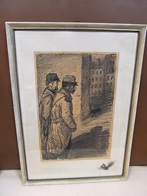 Bild des Verkufers fr 2 Soldaten - deux soldats. Original-Lithographie auf Bttenpapier, links unten vom Knstler signiert und bezeichnet, rechts unten in der Platte im Stock signiert und *1915* datiert. Alt gerahmt. zum Verkauf von Antiquariat Friederichsen