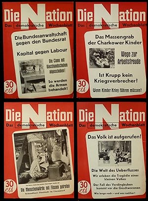 "Die Nation". Das demokratische Wochenblatt. 7 Aushänge-Plakate (41x29 cm).