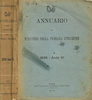 Bild des Verkufers fr Annuario del Ministero della Pubblica Istruzione. 1928-Anno VI zum Verkauf von Biblioteca di Babele