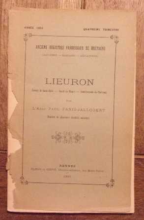 Image du vendeur pour Anciens registres paroissiaux de Bretagne (baptmes, mariage, spultures) de 1534  1792 Lieuron Evch de Saint-Malo - Comt de Maure - Snchausse de Plormel mis en vente par Bonnaud Claude