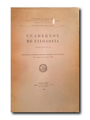 Imagen del vendedor de CUADERNOS DE FILOSOFA. FASCCULO II. DEDICADO AL PRIMER CONGRESO NACIONAL DE FILOSOFA 30 DE MARZO-9 DE ABRIL DE 1949 a la venta por LIBRERIA CLIO