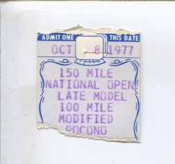Image du vendeur pour Pocono International Raceway National Open Ticket Stub 10/8/1977-NASCAR-VG mis en vente par DTA Collectibles