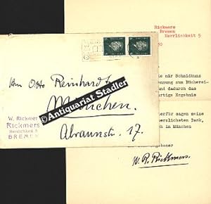 Maschinengeschriebener Brief mit eigenhändiger Unterschrift und eigenhändiger Adressierung von Ri...