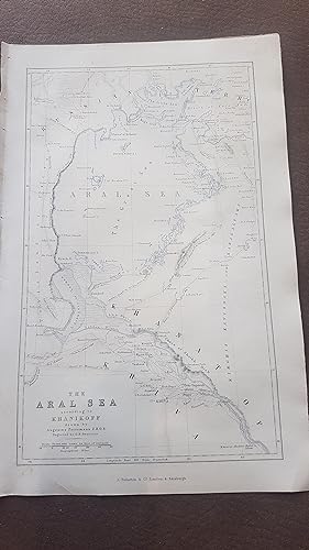 Bild des Verkufers fr ORIGINAL 1856 MAP: The Aral Sea according to Khanikoff drawn by August Petermann zum Verkauf von Treasure House Books