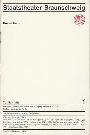 Seller image for Programmheft Wolfgang Amadeus Mozart COSI FAN TUTTE Premiere 24. August 1969 Groes Haus Heft 1 for sale by Programmhefte24 Schauspiel und Musiktheater der letzten 150 Jahre