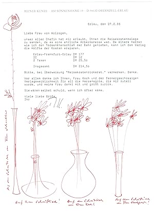 Imagen del vendedor de Ms. Brief mit eigenh. Zeichnung und Unterschrift  R.K.". a la venta por Kotte Autographs GmbH