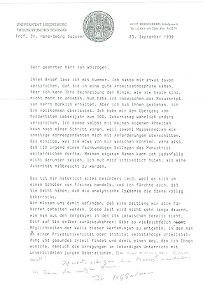 Bild des Verkufers fr Ms. Brief mit eigenh. Unterschrift. zum Verkauf von Kotte Autographs GmbH