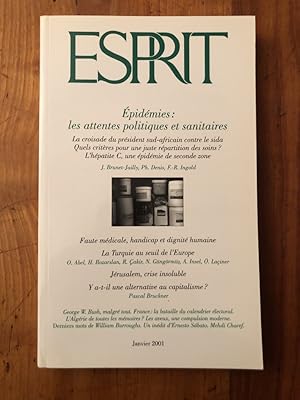 Image du vendeur pour Esprit Janvier 2001, Epidmies : les attentes politiques et sanitaires mis en vente par Librairie des Possibles
