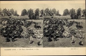 Stereo Ansichtskarte / Postkarte Un Parc d'Artillerie, I WK