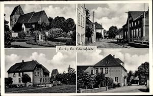 Bild des Verkufers fr Ansichtskarte / Postkarte Karby in Schleswig Holstein, Hotel, Kirche, Ortsansichten zum Verkauf von akpool GmbH