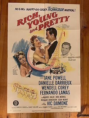 Seller image for Rich, Young and Pretty One Sheet 1951 Jane Powell, Danielle Darrieux for sale by AcornBooksNH