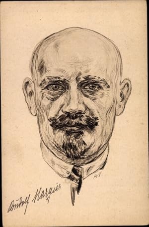 Künstler Ansichtskarte / Postkarte Rudolf Margies, KPD Funktionär, Portrait