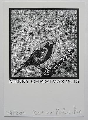 Peter Blake Christmas Card 2015 of a Robin