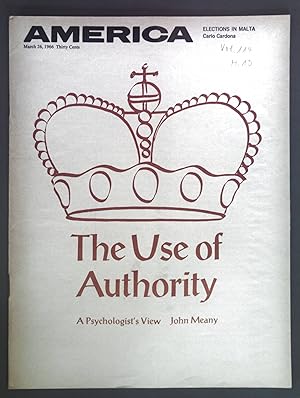 Bild des Verkufers fr The Use of Authority. - in: America. March 26, 1966. zum Verkauf von books4less (Versandantiquariat Petra Gros GmbH & Co. KG)