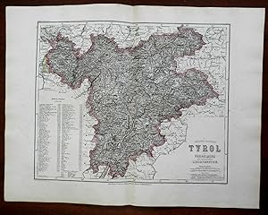 Tyrol Austria-Hungary Hapsburg Empire 1865 Radefeld detailed map