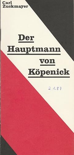 Bild des Verkufers fr Programmheft Carl Zuckmayer DER HAUPTMANN VON KPENICK Premiere 5. Oktober 1986 zum Verkauf von Programmhefte24 Schauspiel und Musiktheater der letzten 150 Jahre
