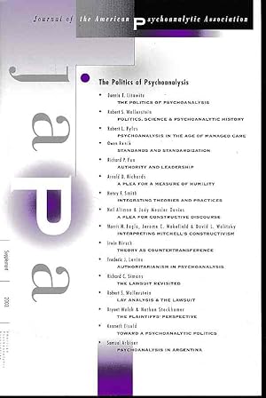 Bild des Verkufers fr Journal of the American Psychoanalytic Association (Japa). The Politics of Psychoanalysis. Mo. 51 Supplement. zum Verkauf von Fundus-Online GbR Borkert Schwarz Zerfa