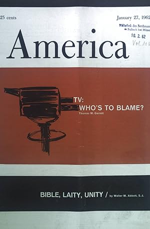 Bild des Verkufers fr TV: Who's to Blame?. - in: America. January 27, 1962. zum Verkauf von books4less (Versandantiquariat Petra Gros GmbH & Co. KG)