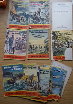 Bild des Verkufers fr Konvolut Kolonial-Bcherei: 16 Bnde. Band 1: Die Fnf von der >WindhukMwe< im Atlantik; Bd 60: Die Brunnen vergiftet!; Bd 62: Der berfall am Schwarzen Nossob; Bd 71: Patrouillenfahrt in den Korallengewssern; Bd 76: Sie blieben unbesiegt; Bd 79: Gold in Afrika; Bd 88: Quer durch Afrika; zum Verkauf von Elops e.V. Offene Hnde