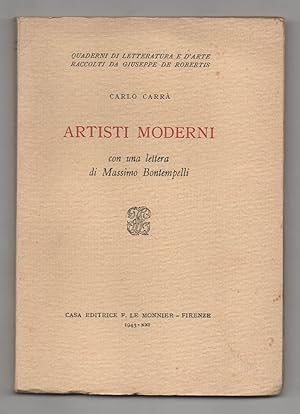 Artisti moderni. Con una lettera di Massimo Bontempelli