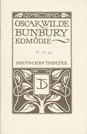 Bild des Verkufers fr Programmheft Oscar Wilde BUNBURY oder DIE WICHTIGKEIT ERNST Zu SEIN Premiere 31. Dezember 1984 Kammerspiele zum Verkauf von Programmhefte24 Schauspiel und Musiktheater der letzten 150 Jahre