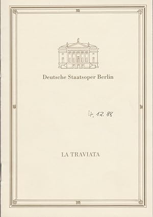 Seller image for Programmheft Giuseppe Verdi LA TRAVIATA 4. Dezember 1988 for sale by Programmhefte24 Schauspiel und Musiktheater der letzten 150 Jahre