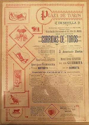 AFFICHE PLAZA DE TOROS DE SEVILLA. 28 y 29 de Septiembre de 1893. Feria de San Miguel.