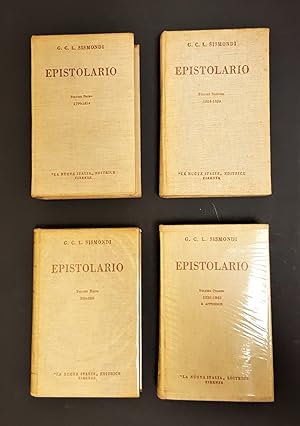 Sismondi G.C.L. Epistolario. La nuova Italia Editrice. 1933. 4 voll. Tir. lim. e num. 1500 copie