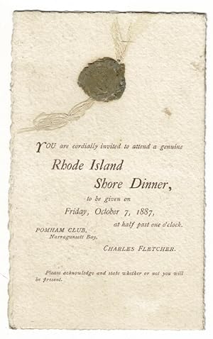 You are cordially invited to attend a genuine Rhode Island shore dinner, to be given on Friday, O...