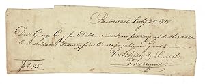 Rhodes & Smith Woollen Factory. Printed receipt, signed by Dorrance