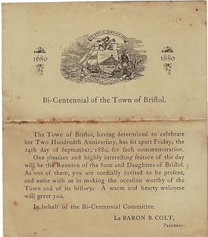 Bi-Centennial of the town of Bristol. It having been decided to publish in book form the entire p...