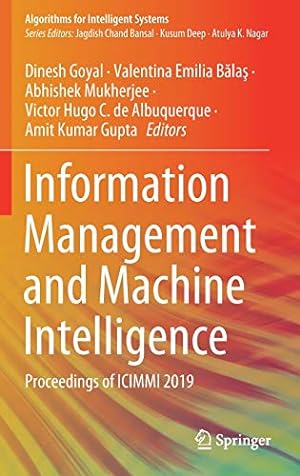 Seller image for Information Management and Machine Intelligence: Proceedings of ICIMMI 2019 (Algorithms for Intelligent Systems) [Hardcover ] for sale by booksXpress