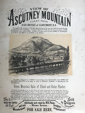 Bild des Verkufers fr VIEW OF ASCUTNEY MOUNTAIN TAKEN FROM HIGH BRIDGE AT CLAREMONT, N.H. [caption title] zum Verkauf von Bartleby's Books, ABAA