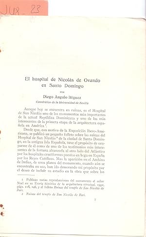 Imagen del vendedor de EL HOSPITAL DE NICOLAS DE OVANDO EN SANTO DOMINTO (REPUBLICA DOMINICANA) a la venta por Libreria 7 Soles