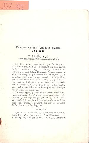 Seller image for DEUX NOUVELLES INSCRIPTIONS ARABES DE TOLEDE for sale by Libreria 7 Soles