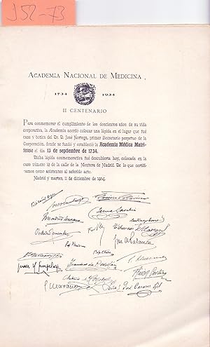 Bild des Verkufers fr HISTORIA GENERAL DE LA ACADEMIA NACIONAL DE MEDICINA (DISCURSO LEIDO DIA 15 DE DIOCIEMBRE DE 1934) zum Verkauf von Libreria 7 Soles