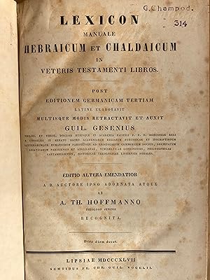Lexicon manuale Hebraicum et Chaldaicum in Veteris Testamenti Libros