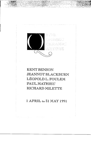 Image du vendeur pour Exhibition 1 April to 31 May 1991; FIVE QUEBEC CERAMIC ARTISTS mis en vente par Ceramic Arts Library