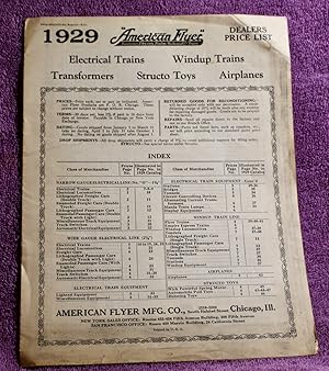 1929 AMERICAN FLYER Dealers Price List