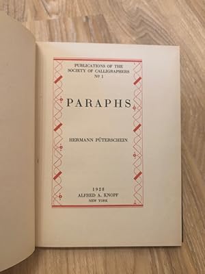 Seller image for Paraphs Copy 263 of 500 Copies Signed by the Author. Publications of the Society of Calligraphs No. 1 for sale by PlanetderBuecher